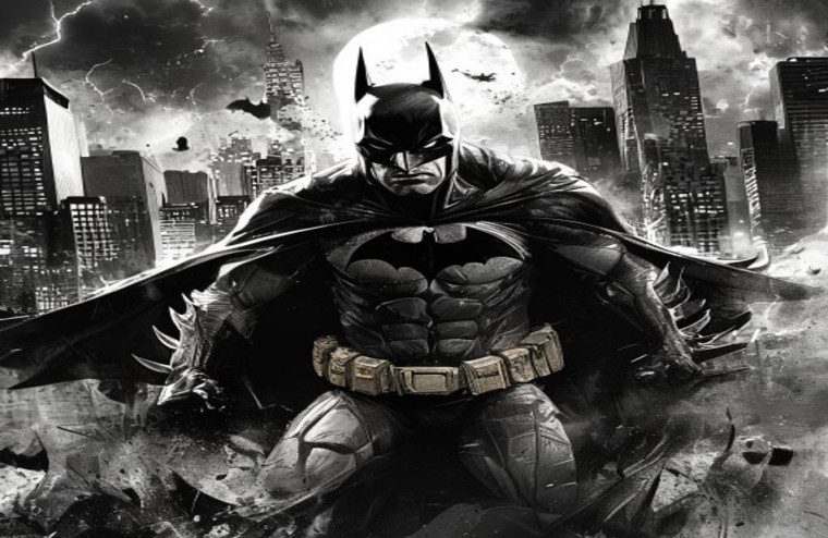 Black And White Batman AI Wallpaper