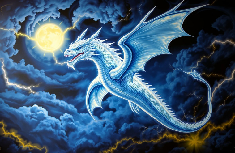 Blue Eyes White Dragon AI Wallpaper