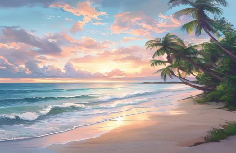 Dual Monitor AI Wallpaper Beach