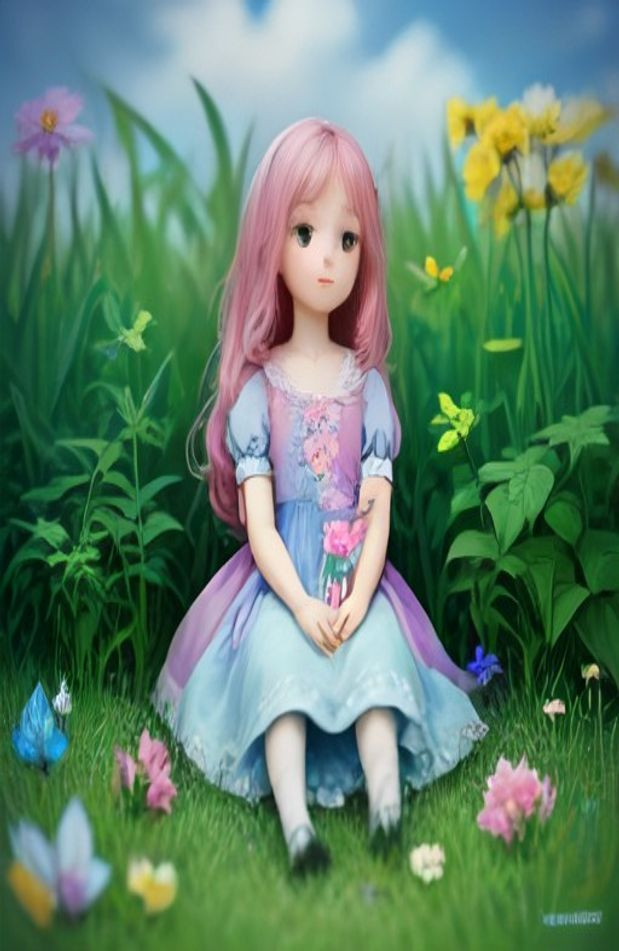 Cute Doll Pictures AI Wallpaper