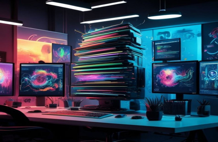 Stacked Monitor AI Wallpaper