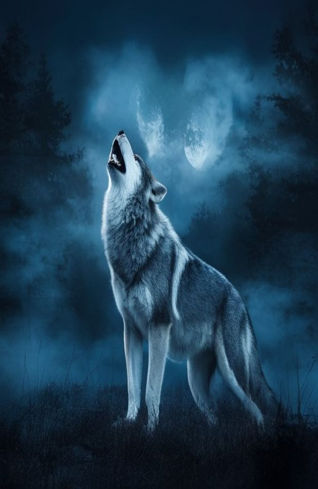 Howling Wolf AI Wallpaper
