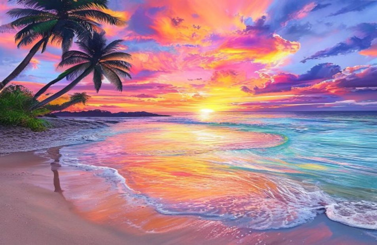 Beach Sunrise AI Wallpaper