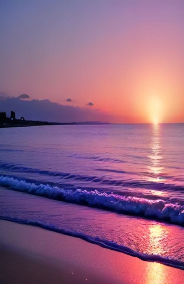 Pink Beach Sunset AI Wallpaper