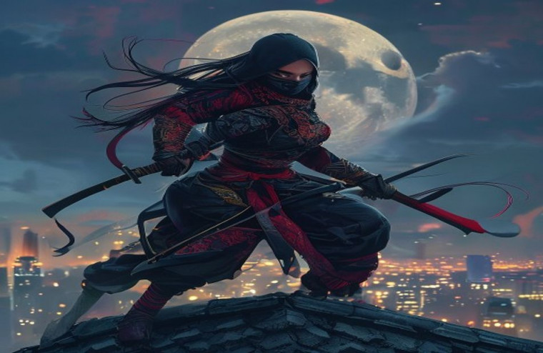 Female Ninja AI Wallpaper