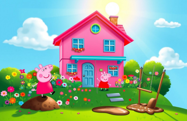 Peppa Pig House HD AI Wallpaper