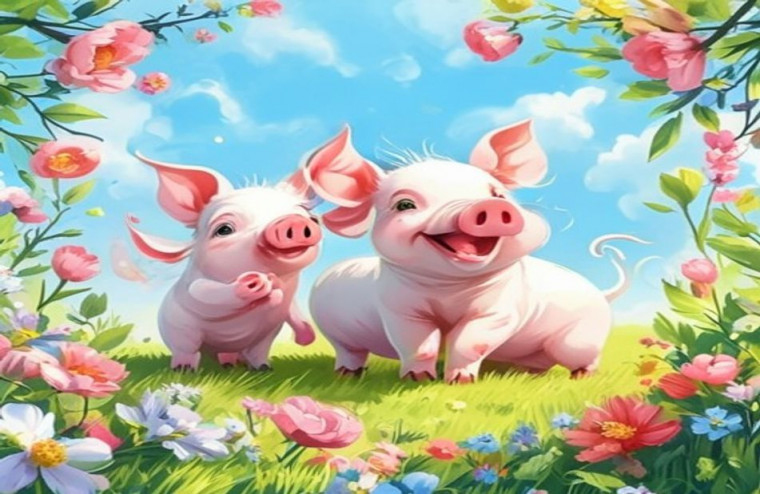 Cute Pig AI Wallpaper