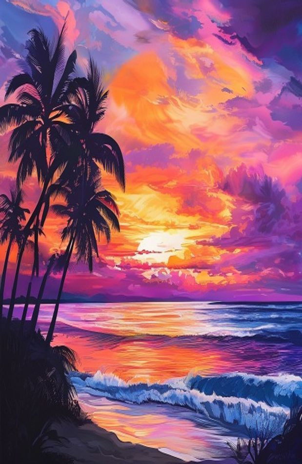 Beautiful Sunset AI Wallpaper
