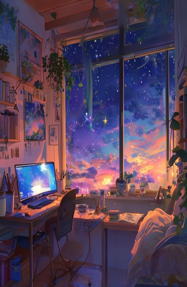 Lofi Anime Aesthetic iPad AI Wallpaper