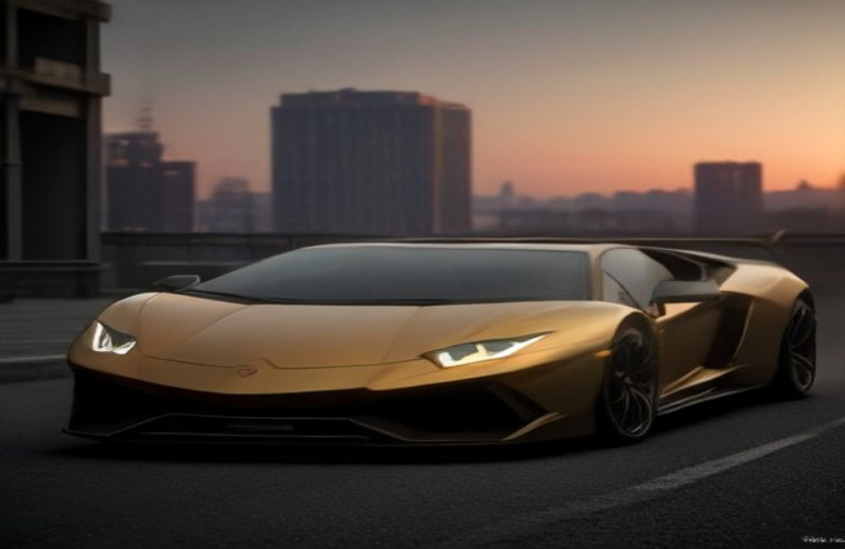 Gold Lamborghini AI Wallpaper