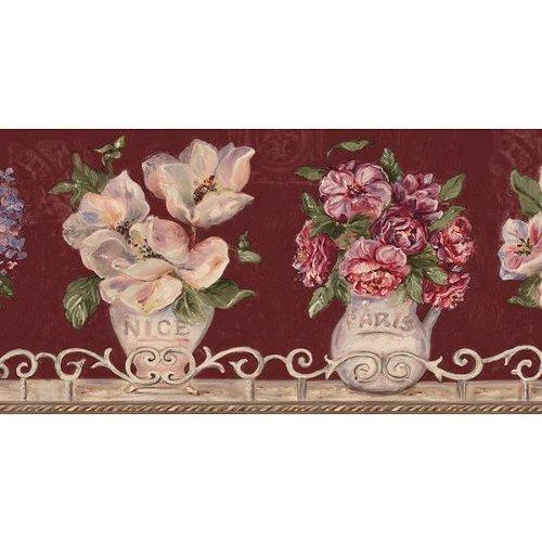 Free download Burgundy Monkey Floral Border Wallpaper Contemporary
