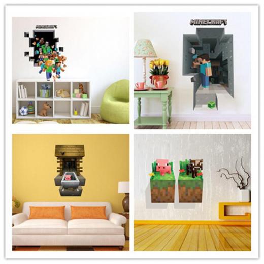 Free download 3d Minecraft Wall Sticker Cartoon Wallpaper For