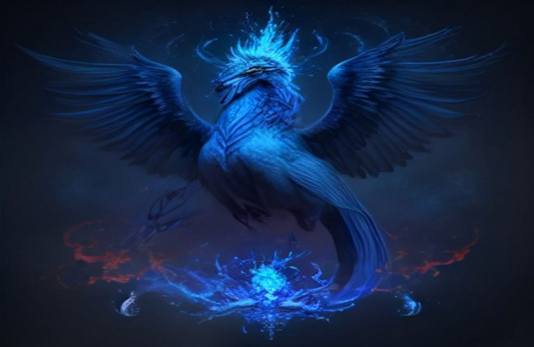 Blue Phoenix AI Wallpaper