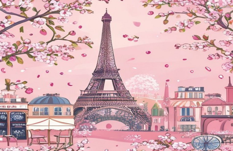 Pink Paris AI Wallpaper