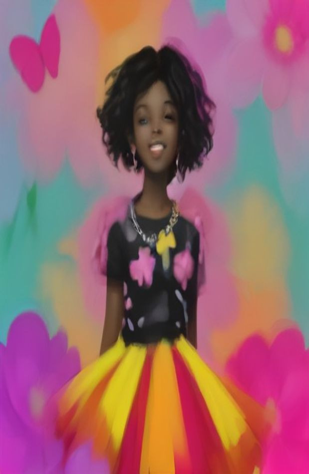 Pretty Black Girl Cartoon AI Wallpaper