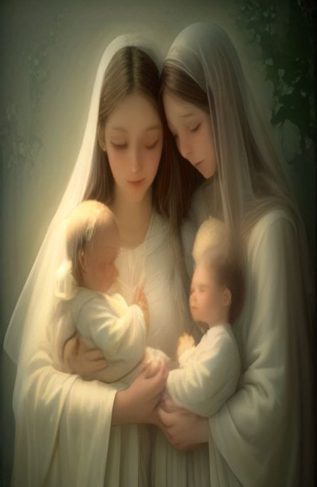 Mother Mary With Baby Jesus AI Wallpaper