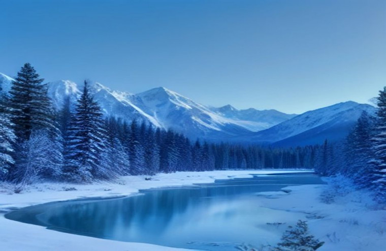 Winter Mountain AI Wallpaper
