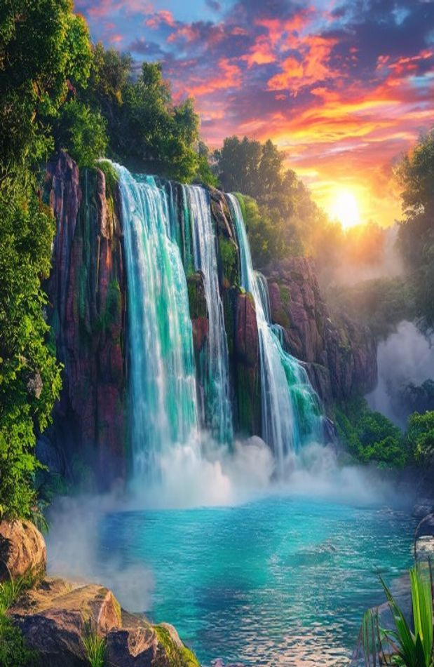 3d Waterfall AI Wallpaper