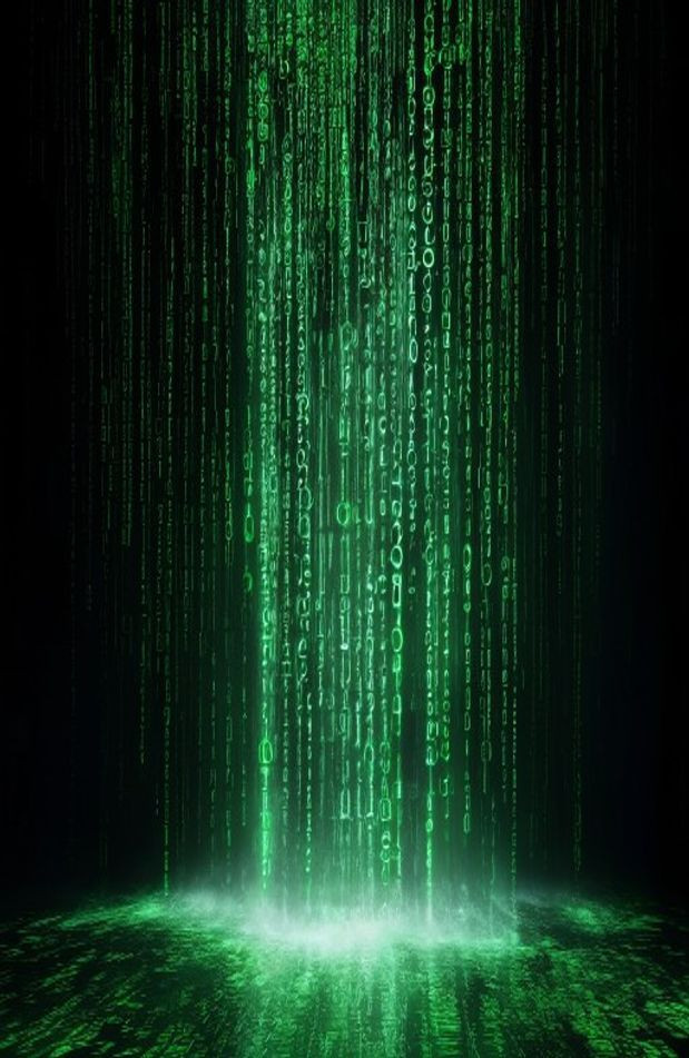 Matrix Binary Code Falling AI Wallpaper