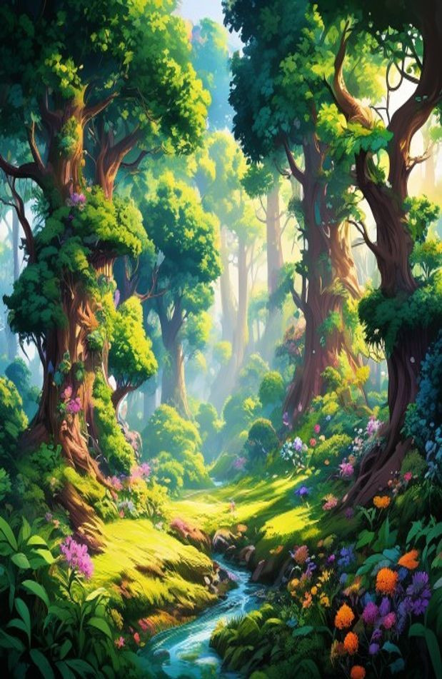 Anime Forest AI Background