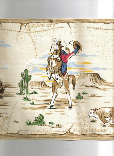 Free download Western Cowboy Rodeo Shadows Peel Stick Wallpaper Border