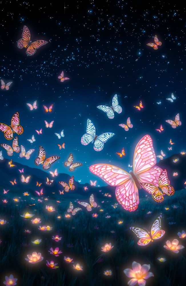 Night Butterfly AI Wallpaper