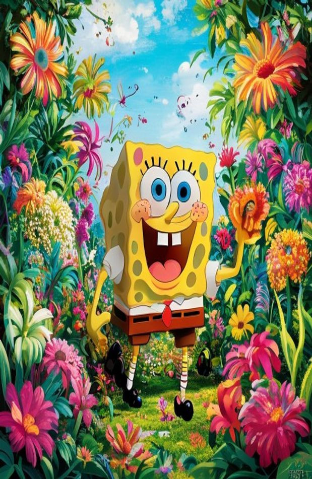 Spongebob Flower AI Background