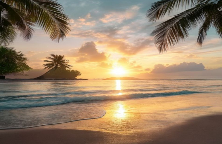Beach Sunrise AI Wallpaper