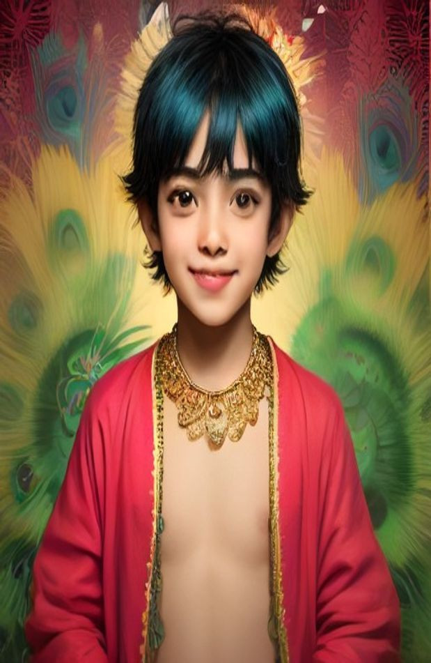 Natkhat Krishna HD AI Wallpaper