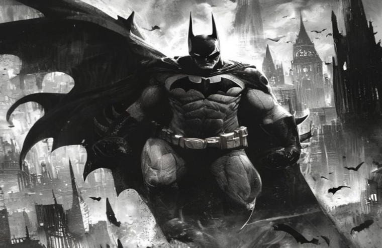 Black And White Batman AI Wallpaper