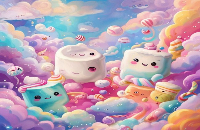 Cute Marshmallow AI Wallpaper