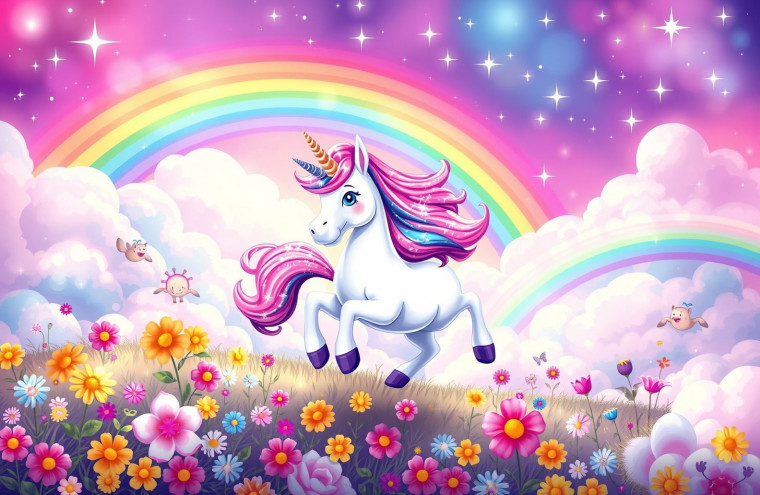 Cartoon Unicorn AI Wallpaper