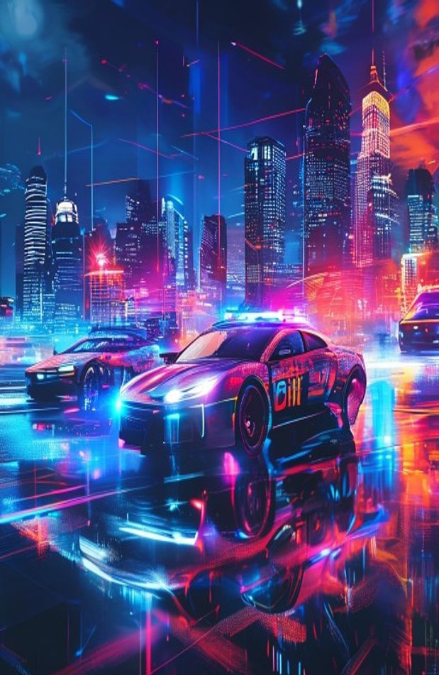 Cool Police Cars AI Wallpaper
