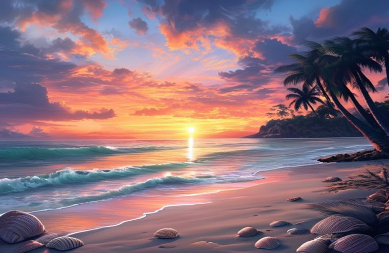 Dual Monitor AI Wallpaper Beach