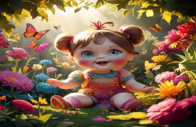 Cute Doll Pictures AI Wallpaper