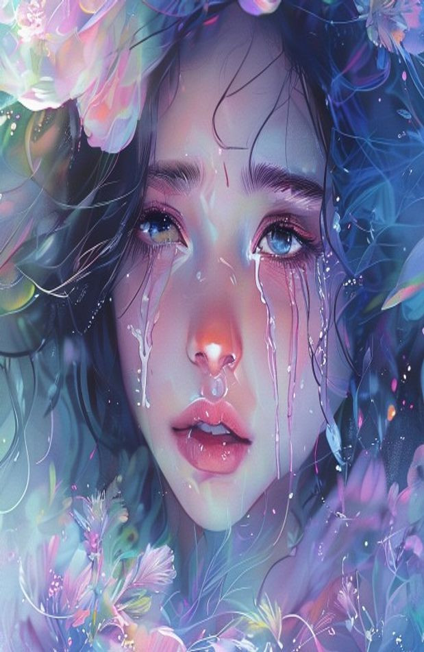 Girl Crying AI Wallpaper