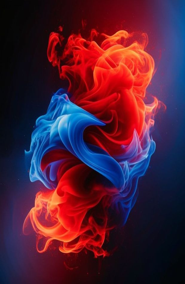 Red And Blue Fire AI Wallpaper