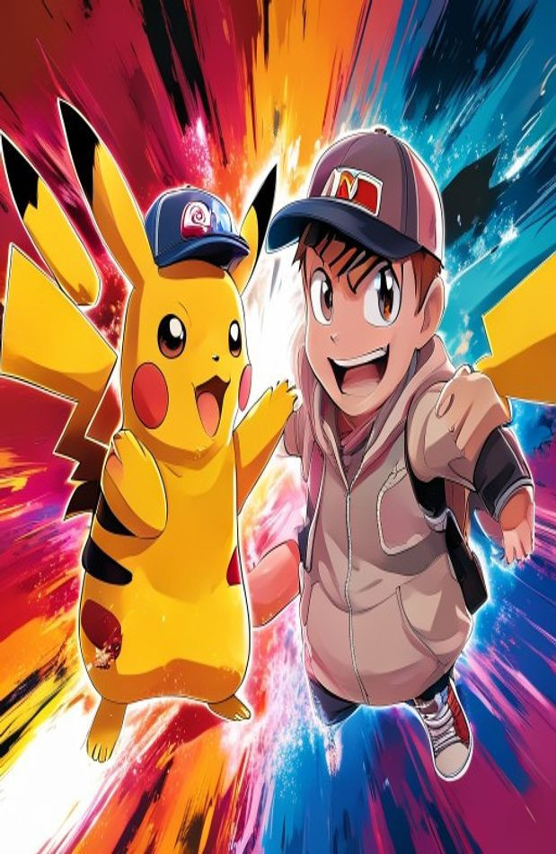 Pikachu And Ash AI Wallpaper