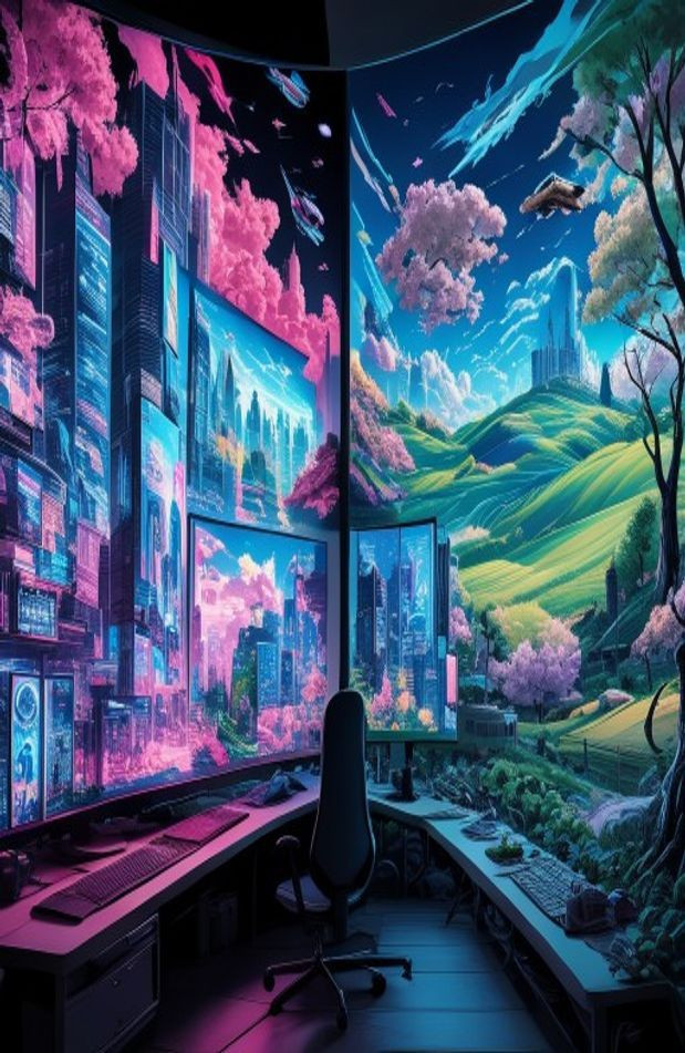 Dual Monitor Anime AI Wallpaper