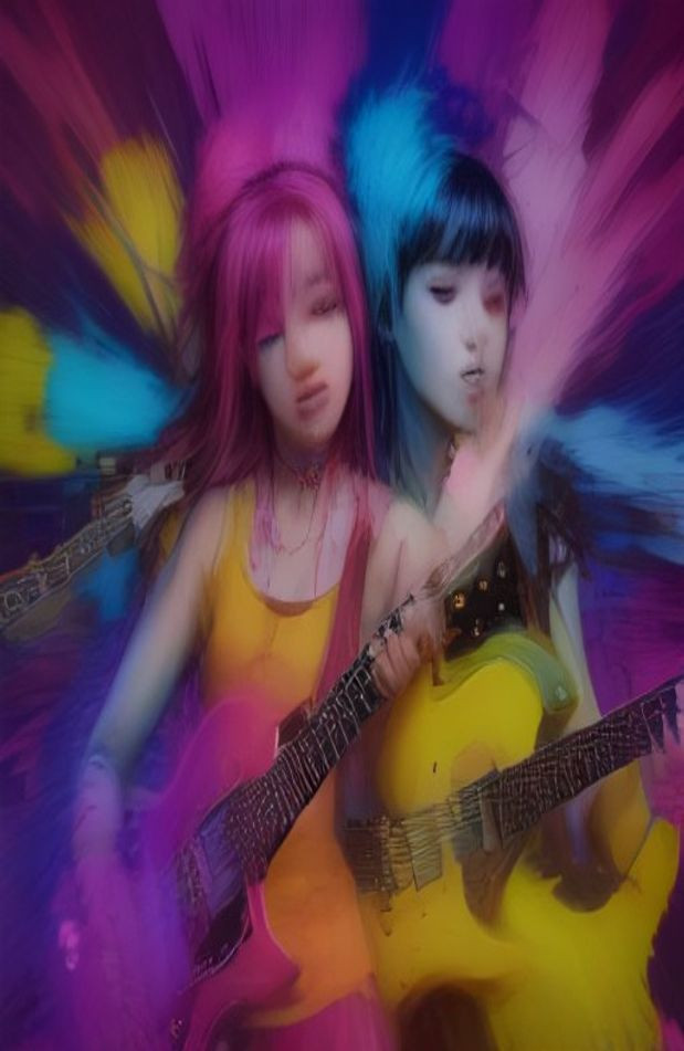 Guitar Girls AI Wallpaper