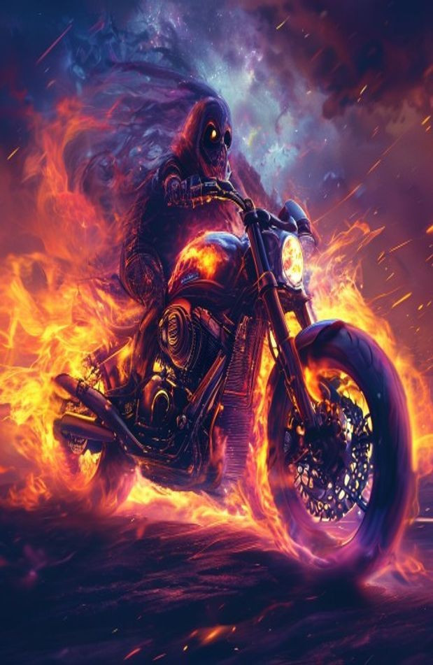 Ghost Rider Bike AI Wallpaper