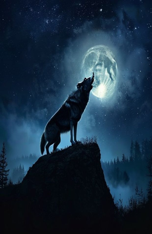 Howling Wolf AI Wallpaper