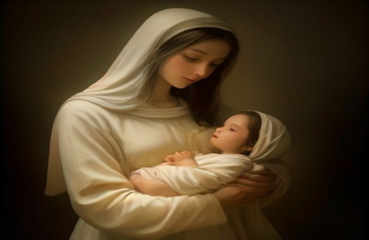 Jesus Christ Mother Mary AI Wallpaper