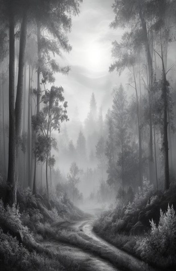 Black And White Nature AI Wallpaper
