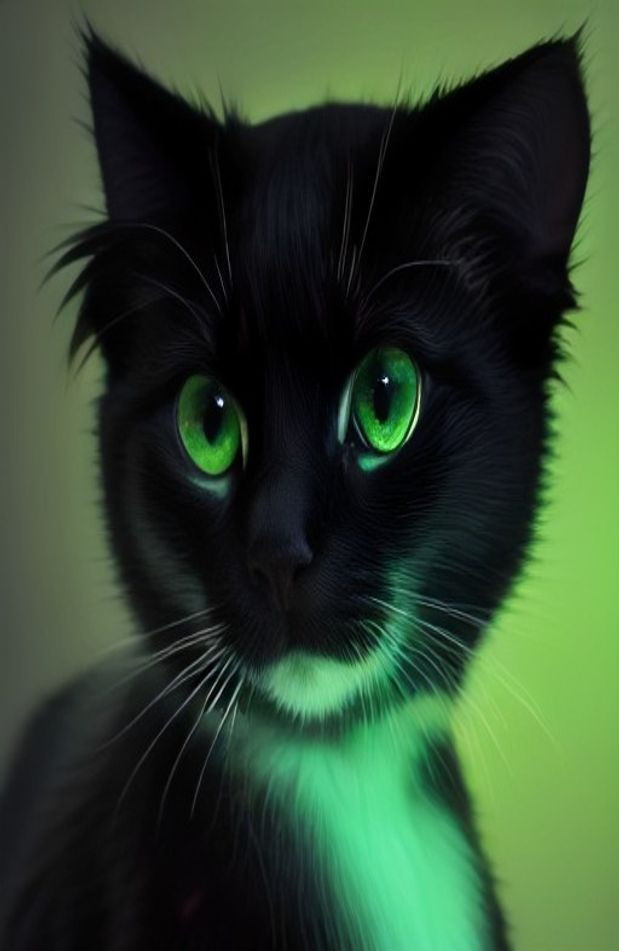 Black Cat Eyes AI Wallpaper