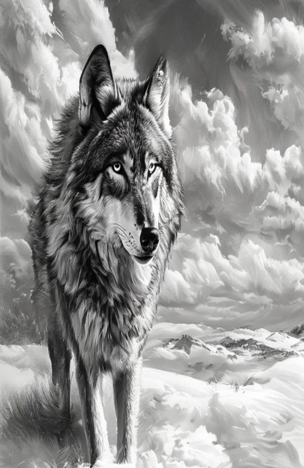 Black And White Wolf AI Wallpaper