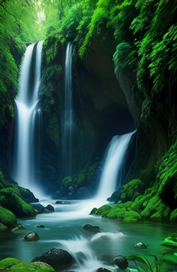 Waterfall AI Wallpaper With Sound