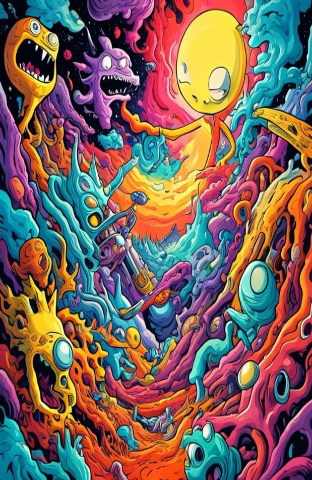 Supreme Rick And Morty AI Wallpaper