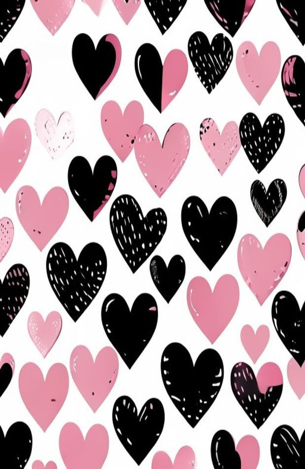Pink And Black Heart AI Wallpaper
