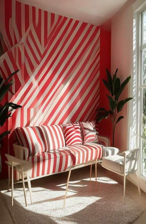 Red And White Striped AI Wallpaper